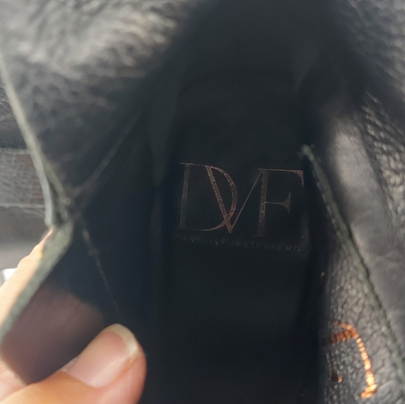 Diane Von Furstenberg Leather Black Heeled Booties Size 7 Moto - Picture 7 of 10